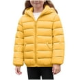 thumbnail image 1 of LEBONYARD Boys And Girls Fashion Zipper Hooded Lightweight Cute Solid Long Sleeve Pocket Warm Large Children Small Children Outerwear Puffer Jacket, 1 of 8