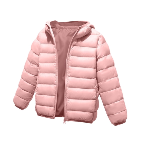 LEBONYARD Boys And Girls Fashion Zipper Hooded Lightweight Solid Cute Long Sleeve Pocket Warm Medium And Large Small Children Comfortable Down Jacket