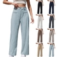 thumbnail image 1 of LEBONYARD Casual Pants for Women,Women Fashion Solid Casual Elastic Waist Pocket Trousers Sport Pants Coffee S, 1 of 6