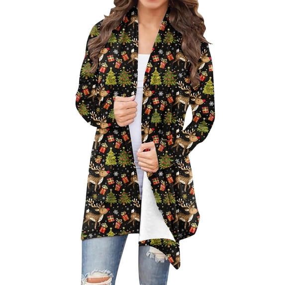LEBONYARD Christmas Sweatshirts for Women with Long Sleeve Graphic Printed Casual Fshion Loose Fit Cardign Top