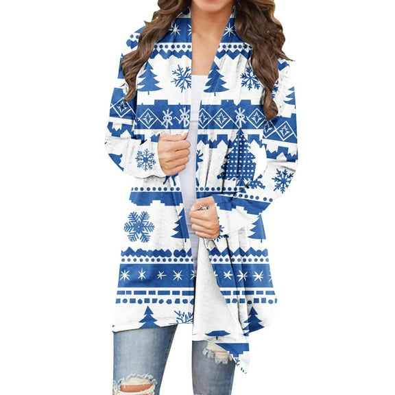 LEBONYARD Christmas Sweatshirts for Women with Long Sleeve Graphic Printed Casual Fshion Loose Fit Cardign Top