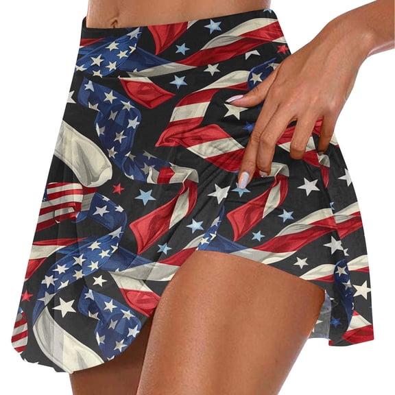 LEBONYARD Clearance Clothes under $5.00,Women's Lightweight Yoga Skort,Women's Summer Leaf Print Pleated Tennis Skirts Athletic Stretchy Short Yoga Fake Two Piece Trouser Skirt Shorts Multicolor S