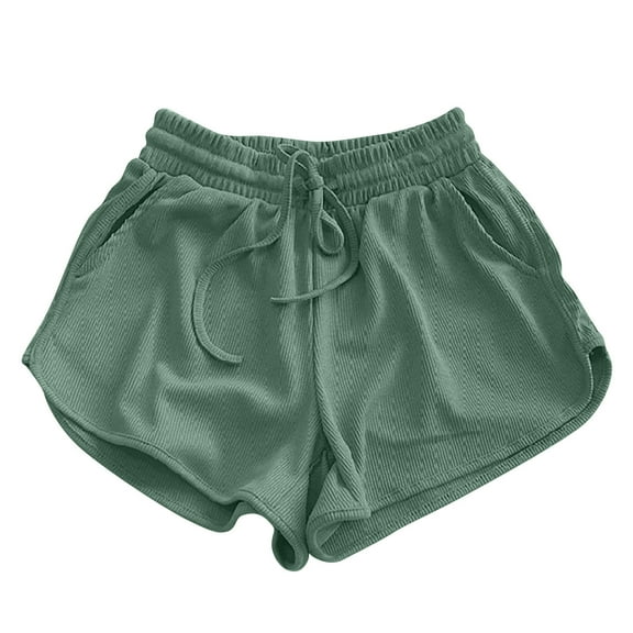 LEBONYARD Clearance Plus Size Shorts,Women's Shorts for a Cool and Relaxed Look,Women's Drawstring Sports Loose Wide Leg Shorts Green M