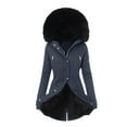 thumbnail image 1 of LEBONYARD Coats for Women with Hood,Womens Ladies Warm Jacket Winter Solid Turn Coat Hooded Collar Lambswoo Outerwear Blue XL, 1 of 4