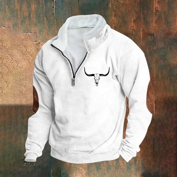 LEBONYARD Crew Neck Henley Men Shirts Long Sleeve,Mens Sweatshirts under $10,Fashion Men Winter Zipper Casual Tops Long Sleeve V-Neck Sweatshirt White S