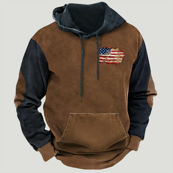 LEBONYARD Crew Neck Henley Men Shirts Long Sleeve,Mens Sweatshirts under $10,Fashion Men's Casual Comfortable Long Sleeved Hooded Printed Sweatshirt Brown XXL