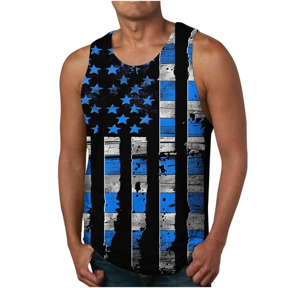 LEBONYARD Deals Clearance Mens Tshirts Short Sleeve,Mens's Independence Day Tank Top,save up under 50%,Men's Print Tank Top Casual Sports Sleeveless Round Neck T-shirt Tank Top Multicolor XXXXL