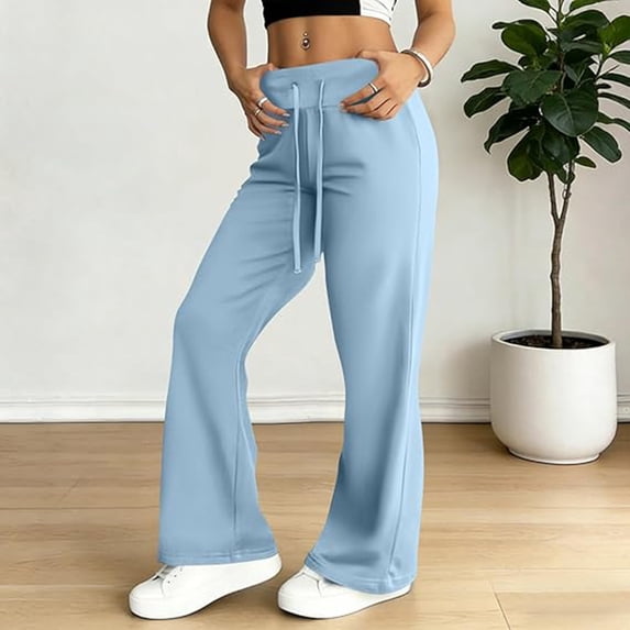 LEBONYARD Dress Pants,Women'S Solid Color Wide-Leg Pants Casual Elastic-Waistband Pocket Pants Dark Gray S