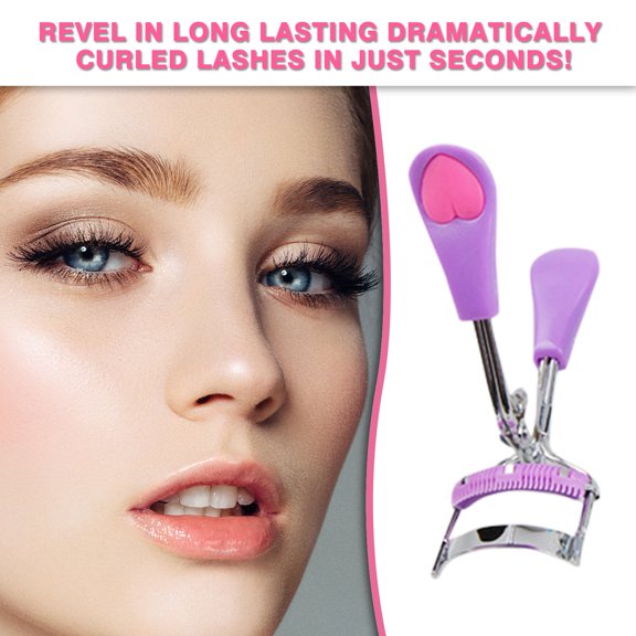 LEBONYARD Eyelash Curler With Built-In Comb Stainless Steel Soft Rubber Pad Portable Natural Lash Curling Makeup Tool