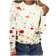 thumbnail image 1 of LEBONYARD Fall Fashion Plus Size Tops Clearance under $5 2024,Women's Fashion Loose Long Sleeve Round-Neck Blouse Printing Tops Multicolor S, 1 of 4