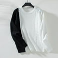 thumbnail image 1 of LEBONYARD Fall Sweaters Sales Clearance!Women's Winter Loose Contrasting Colors Sweater Long Sleeve Round Neck Sweater Top Black#2 M, 1 of 4