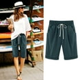 thumbnail image 1 of LEBONYARD High Waist Yoga Shorts for Women,Women's Casual Shorts for Comfortable Wear,Women's Solid Color Fashionable Temperament Five Part Pants and Shorts Navy L, 1 of 3