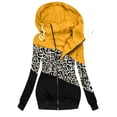 thumbnail image 1 of LEBONYARD Jackets for Women Casual Fashion,Women Winter Casual Leopard Prints Jacket Zipper Sweatshirt Long Sleeve Coat Yellow XXXL, 1 of 3