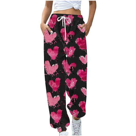 LEBONYARD Joggers for Women with Pockets,Women's Casual Trousers Printing Drawstring Pants Waist Long Pants Sweatpants with Pocket Multicolor XL
