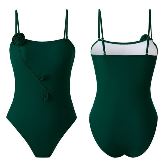 LEBONYARD Ladies' Ruched One-Piece Swimsuit,Women's Daily Printed Swimsuit Conservative Conjoined Body Swimsuit Green L