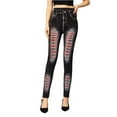 thumbnail image 1 of LEBONYARD Leggings for Women,Women's Tie Dye Tights Elastic Waist Pants,Women's Fashion Elastic Imitation Denim Print Leggings with Yoga Sport Elastic Pants Black XXL, 1 of 1