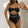 thumbnail image 1 of LEBONYARD Lightweight Quick-Dry One-Piece Sleeveless Swimsuit,Fashion Women's Sleeveless Solid Bikini Set Swimsuit Push-Up Padded Swimwear Swimsuit Beachwear Black M, 1 of 8