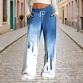 thumbnail image 1 of LEBONYARD Linen Pants,Women's Fashionable Striped Printed Drawstring Wide Leg Loose Casual Pocket Pants Blue S, 1 of 6