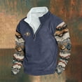 thumbnail image 1 of LEBONYARD Long Sleeve Mens Crewneck Sweatshirts,Men Casual Hoodie Retro Ethnic Printed Stand-up Neck Zipper Long Sleeve Loose Tops Sweatshirts Navy S, 1 of 3