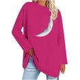 thumbnail image 1 of Workout Tops for Women LEBONYARD Long Sleeve Shirts for Women Womens Tops Long Sleeve Dressy Casual,Women's Printed T-shirt with Round Neck and Shoulder Drop Long Sleeved Top Hot Pink L, 1 of 3