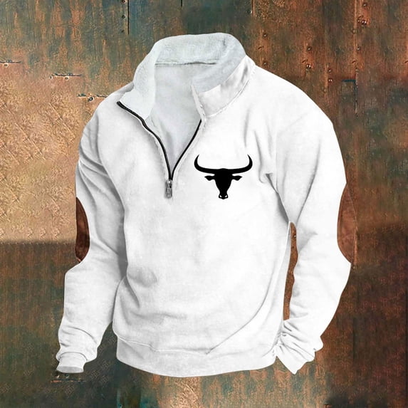 LEBONYARD Long Sleeve Shirts for Men Button,Fashion Men Winter Zipper Casual Tops Long Sleeve V-Neck Sweatshirt White XXL
