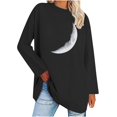 thumbnail image 1 of LEBONYARD Long Sleeve Womens Tops,Womens Tops Clearance under $5 Fall Fashion,Women's Casual Printed T-shirt with Round Neck and Shoulder Drop Long Sleeved Top Black S, 1 of 3