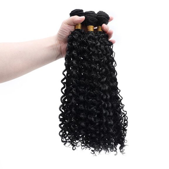 LEBONYARD Matte Wavy Hair Weft Extensions Heat Resistant Synthetic Hair Bundles Natural Black Multiple Lengths 22" 75g
