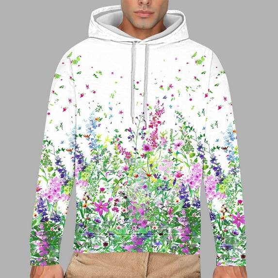 LEBONYARD Men's & Big Men's Crewneck T-Shirt with Long Sleeves,Henley Sweatshirts for Men,Men's Printed Long Sleeved Hooded Sweatshirt Hooded Sweatshirts Green S