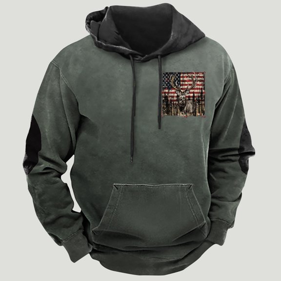 LEBONYARD Men's Cotton Crewneck Tee with Long Sleeves,Fashion Men's Casual Comfortable Long Sleeved Hooded Printed Sweatshirt Navy L