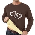 thumbnail image 1 of LEBONYARD Men's Crewneck Tee with Long Sleeves,Mens Clothing Clearance under $10,Men's Fashion Casual Warm Thick Love Printed Leisure Color Easy Long Sleeve Round-Neck Loose Blouses Shirts Brown XL, 1 of 3