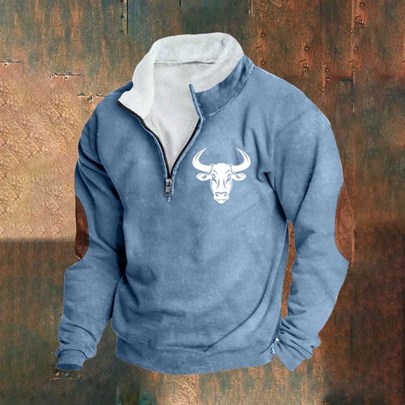 LEBONYARD Men's Essentials Long Sleeve Crew Tee,Mens Clothing under $10,Fashion Men Winter Zipper Casual Tops Long Sleeve V-Neck Sweatshirt Sky Blue L