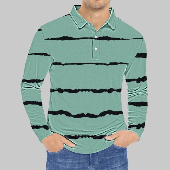 LEBONYARD Men's Essentials Long Sleeve Crew Tee,Mens Clothing under $10,Men's Printed Long Sleeved Turndown Collar Blouse Top Long Sleeve Turndown Collar Blouse Blouses Shirts Green XXXXXL