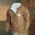 thumbnail image 1 of LEBONYARD Men's Essentials Long Sleeve Crew Tee,Mens Clothing,Fashion Men Winter Zipper Casual Tops Long Sleeve V-Neck Sweatshirt Khaki M, 1 of 3