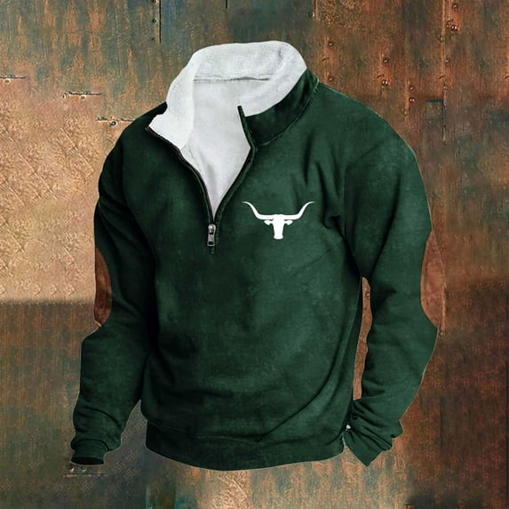 LEBONYARD Men's Heavy Cotton Long Sleeve T-Shirt,Henley Sweatshirts for Men,Fashion Men Winter Zipper Casual Tops Long Sleeve V-Neck Sweatshirt Green M