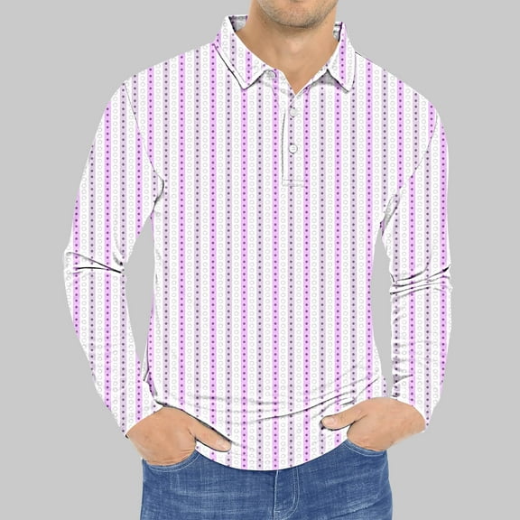 LEBONYARD Men's Heavy Cotton Long Sleeve T-Shirt,Men's Printed Long Sleeved Turndown Collar Blouse Top Long Sleeve Turndown Collar Blouse Blouses Shirts Hot Pink M