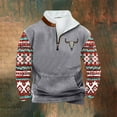 thumbnail image 1 of LEBONYARD Men's Henley Shirts Long Sleeve,Men's & Big Men's Lightweight Pullover Shirt Hoodie,Men Casual Hoodie Retro Ethnic Printed Stand-up Neck Zipper Long Sleeve Tops Wshirts Gray XXL, 1 of 3