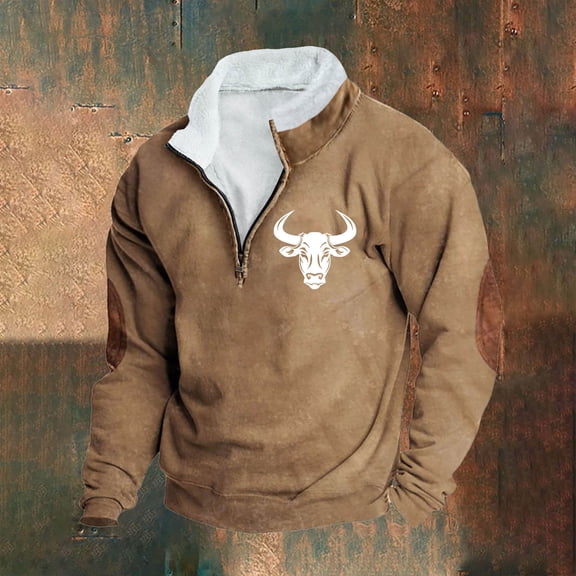 LEBONYARD Men's Henley Shirts Long Sleeve,Mens Clothing under $10,Fashion Men Winter Zipper Casual Tops Long Sleeve V-Neck Sweatshirt Khaki XXXXL