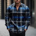 thumbnail image 1 of LEBONYARD Men's Long Sleeve Button-down Shirt,Men's Fashionable Check Print Casual Long Sleeve Turndown Collar Blouse Shirt Navy M, 1 of 5