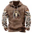 thumbnail image 1 of LEBONYARD Men's Long Sleeve Crew Tee,Sales Hoodies for Men,Men's Retro Printed Top Long Sleeved Hooded Top Hooded Sweatshirt Khaki XL, 1 of 2