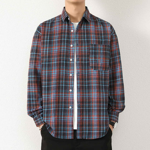 LEBONYARD Men's Outerwear Jackets & Coats Sales Clearance,Mens Shirt Jackets with Pockets,Men Casual Printing Pocket Long Sleeve Turndown Collar Blouse Shirt Black M