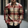thumbnail image 1 of LEBONYARD Men's Outerwear Jackets & Coats Sales Clearance,Mens Shirt Jackets with Pockets,Men's Fashionable Check Print Casual Long Sleeve Turndown Collar Blouse Shirt Red M, 1 of 5