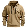 thumbnail image 1 of LEBONYARD Men's Pullover Graphic Print Hoodie,Fashionable Men's Printed Hooded Sweatshirt with Zipper and Multiple Pockets Pullover Sweatshirt Khaki S, 1 of 1