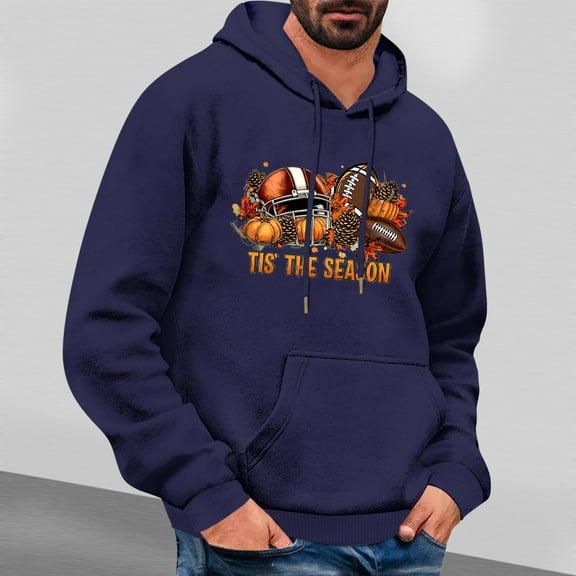 LEBONYARD Men's and Big Men’s Raglan Crewneck Tee,Henley Sweatshirts for Men,Men's Thanksgiving Printed Casual Hooded Long Sleeve Sweatshirt Navy S