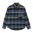 thumbnail image 1 of LEBONYARD Mens Coats and Jackets Clearance Plus Size,Plus Size Mens Jackets,Men's Casual Personality Checkered Printing Button Lapel Fashion Long Sleeve Shirt. Blue L, 1 of 3
