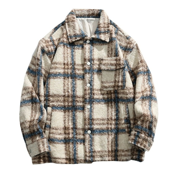 LEBONYARD Mens Coats Outerwear Winter Men's Big,Fashionable Men's Stripe Long Sleeve Hoodless Casual Outwear Jackets Khaki XXL