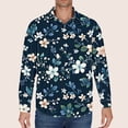 thumbnail image 1 of LEBONYARD Mens Hoodies Clearance,Men's Printed Long Sleeved Button Up Lapel Top Navy S, 1 of 5