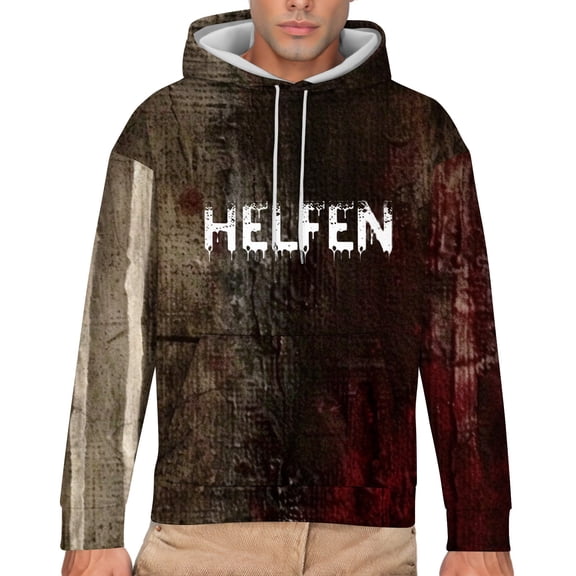 LEBONYARD Mens Hoodies Pullover Graphic,Men's Printed Long Sleeved Hooded Sweatshirt Hooded Sweatshirts Red S