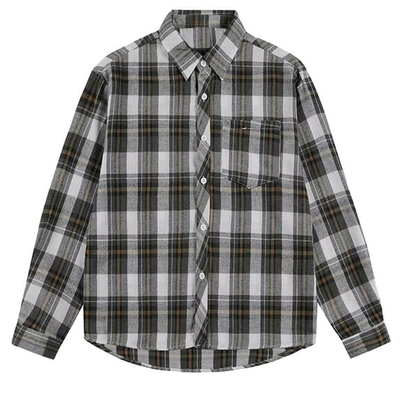 LEBONYARD Mens Jackets Big and Tall,Men's Casual Personality Checkered Printing Button Lapel Fashion Long Sleeve Shirt. White M