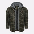 thumbnail image 1 of LEBONYARD Mens Shirt Jackets Lined with Pockets,Men's Winter Checkered Design with Button Pockets and Long Sleeved Hooded Casual Jacket Green L, 1 of 5