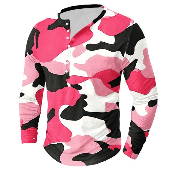 LEBONYARD Mens Shirts under $5.00,Men's & Big Men's Lightweight Pullover Shirt Hoodie,Men's Camouflage Printing Button Casual Long Sleeve Round-Neck Blouses Shirts Camouflage XXXXL